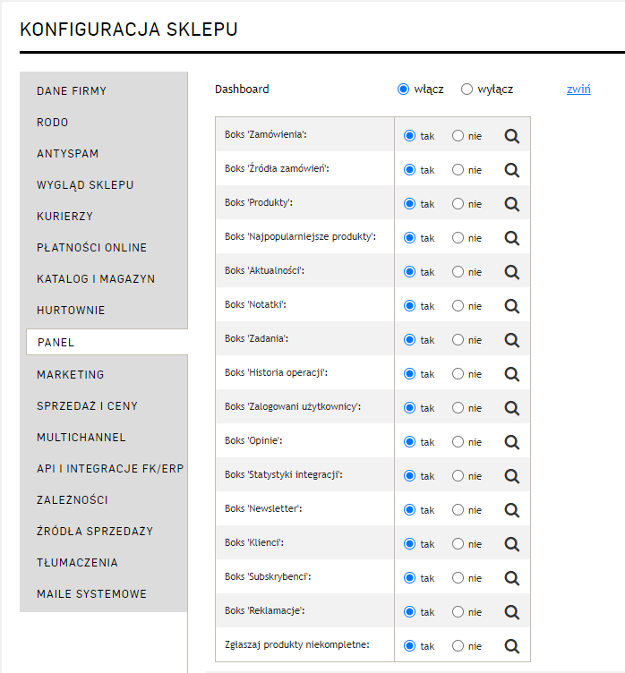 nowy panel administratorski atomstore